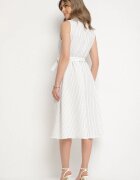 new collection Rochie Albă cu croi de cămașă Fără mâneci cu cordon legat Liriora