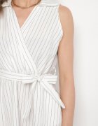 new collection Rochie Albă cu croi de cămașă Fără mâneci cu cordon legat Liriora