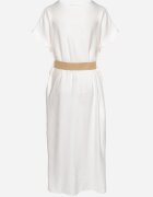 new collection Rochie Albă din Viscoză cu Curea Ornată cu Împletitură și Cataramă Mlevena