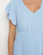 new collection Rochie Albastră Deschisă Plisată cu croi evazat și decolteu în V Rissara