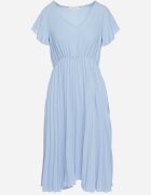 new collection Rochie Albastră Deschisă Plisată cu croi evazat și decolteu în V Rissara
