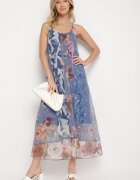 new collection Rochie albastră din plasă cu viscoză cu imprimeu floral Izaleira