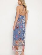 new collection Rochie albastră din plasă cu viscoză cu imprimeu floral Izaleira