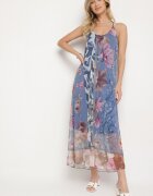 new collection Rochie albastră din plasă cu viscoză cu imprimeu floral Izaleira