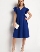 new collection Rochie Albastră Petrecută Cloche cu Cordon în Talie Dannila