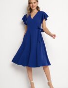 new collection Rochie Albastră Petrecută Cloche cu Cordon în Talie Dannila