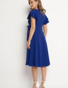 new collection Rochie Albastră Petrecută Cloche cu Cordon în Talie Dannila