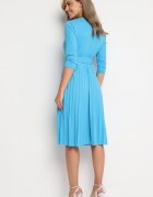 new collection Rochie Albastră Plisată cu Centură Gonge