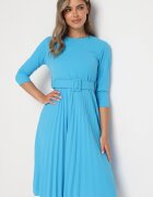 new collection Rochie Albastră Plisată cu Centură Gonge