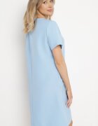 new collection Rochie Albastră Trapez Mini cu Buzunare Hreona
