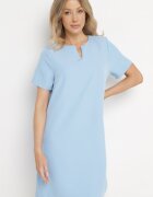 new collection Rochie Albastră Trapez Mini cu Buzunare Hreona