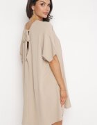 new collection Rochie bej cu croială liliac cu legătură la spate Miken
