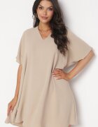 new collection Rochie bej cu croială liliac cu legătură la spate Miken