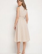 new collection Rochie bej cu un croi cămașă fără mâneci cu cordon Liriora