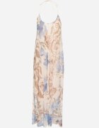 new collection Rochie Bej de plasă cu viscoză cu model floral Izaleira