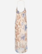 new collection Rochie Bej de plasă cu viscoză cu model floral Izaleira