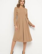 new collection Rochie Bej Evazată De Seară cu Decolteu ascuțit Temithiel