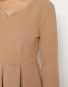 new collection Rochie Bej Evazată De Seară cu Decolteu ascuțit Temithiel