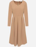 new collection Rochie Bej Evazată De Seară cu Decolteu ascuțit Temithiel