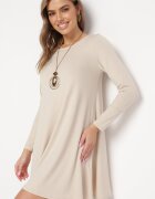 new collection Rochie bej Mini Trapez Plus Colier cu Pandantive Metalice Alercha