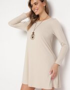new collection Rochie bej Mini Trapez Plus Colier cu Pandantive Metalice Alercha