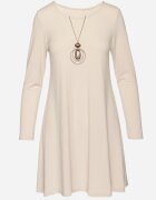 new collection Rochie bej Mini Trapez Plus Colier cu Pandantive Metalice Alercha