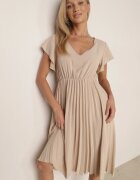 new collection Rochie Bej Plisată Evazată și Decolteu în V Rissara