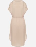 new collection Rochie Bej Tip cămașă Midi din Viscoză cu nasturi cu șnur și decupaje Alicana