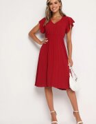 new collection Rochie Bordo Plisată cu o croială evazată și decolteu triunghiular Rissara