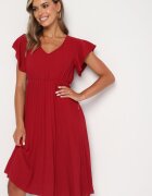 new collection Rochie Bordo Plisată cu o croială evazată și decolteu triunghiular Rissara