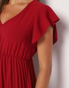new collection Rochie Bordo Plisată cu o croială evazată și decolteu triunghiular Rissara
