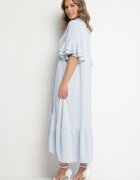 new collection Rochie cămașă Albastru deschis cu Volan Decorativ Daviravie