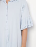 new collection Rochie cămașă Albastru deschis cu Volan Decorativ Daviravie