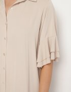 new collection Rochie cămașă bej cu volan decorativ Daviravie