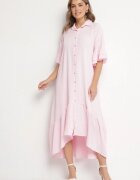 new collection Rochie cămașă roz cu Volan Decorativ Daviravie