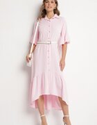 new collection Rochie cămașă roz cu Volan Decorativ Daviravie