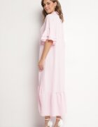 new collection Rochie cămașă roz cu Volan Decorativ Daviravie