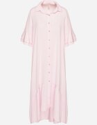new collection Rochie cămașă roz cu Volan Decorativ Daviravie