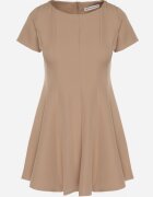 new collection Rochie Cloche Bej Închisă cu Mânecă Scurtă și Cusături Decorative Meporea