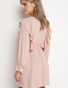 new collection Rochie Cloche Roz cu croială petrecută și volane Celonara