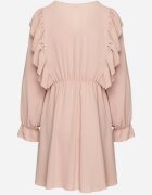 new collection Rochie Cloche Roz cu croială petrecută și volane Celonara