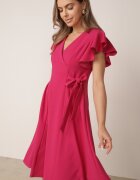 new collection Rochie Cloș Fucsia Petrecută cu legătură în talie Dannila