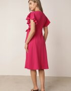 new collection Rochie Cloș Fucsia Petrecută cu legătură în talie Dannila