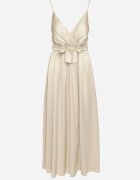 new collection Rochie de Cocktail Bej pe bretele reglabile cu elastic în talie și crăpătură Quelsea