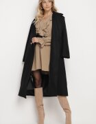 new collection Rochie Evazată Bej închis cu croială petrecută și volane Celonara