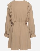 new collection Rochie Evazată Bej închis cu croială petrecută și volane Celonara