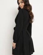 new collection Rochie Evazată Neagră cu Decolteu Petrecut și Cordon Cusut pentru Legare Temithie