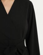 new collection Rochie Evazată Neagră cu Decolteu Petrecut și Cordon Cusut pentru Legare Temithie