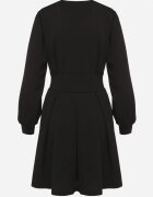 new collection Rochie Evazată Neagră cu Decolteu Petrecut și Cordon Cusut pentru Legare Temithie
