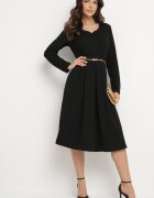 new collection Rochie Evazată Negru De Seară cu decolteu ascuțit Temithiel